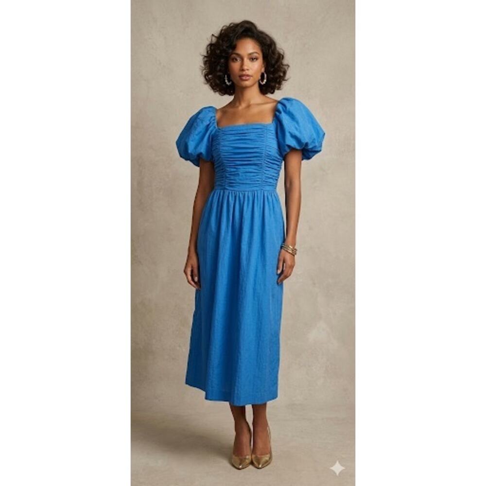 Vintage Alyce Designs Prom Dress Womens XS Blue Puff Sleeve Cocktail Retro Glam